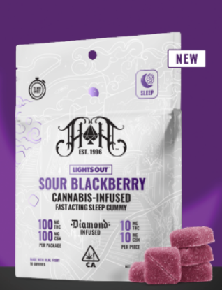 Heavy Hitters | Sour Blackberry 1:1 THC:CBN | Fast Acting Gummies | 100mg