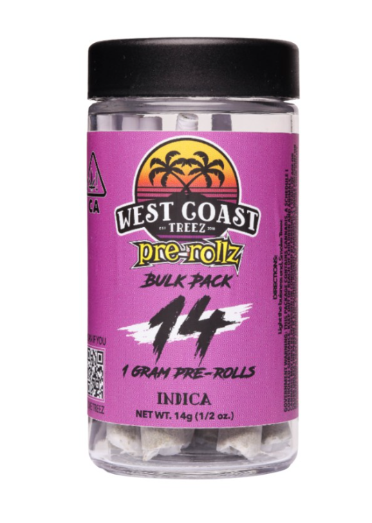 West Coast Treez | Hindu Kush | Sungrown Pre-Roll 14pk | 14g
