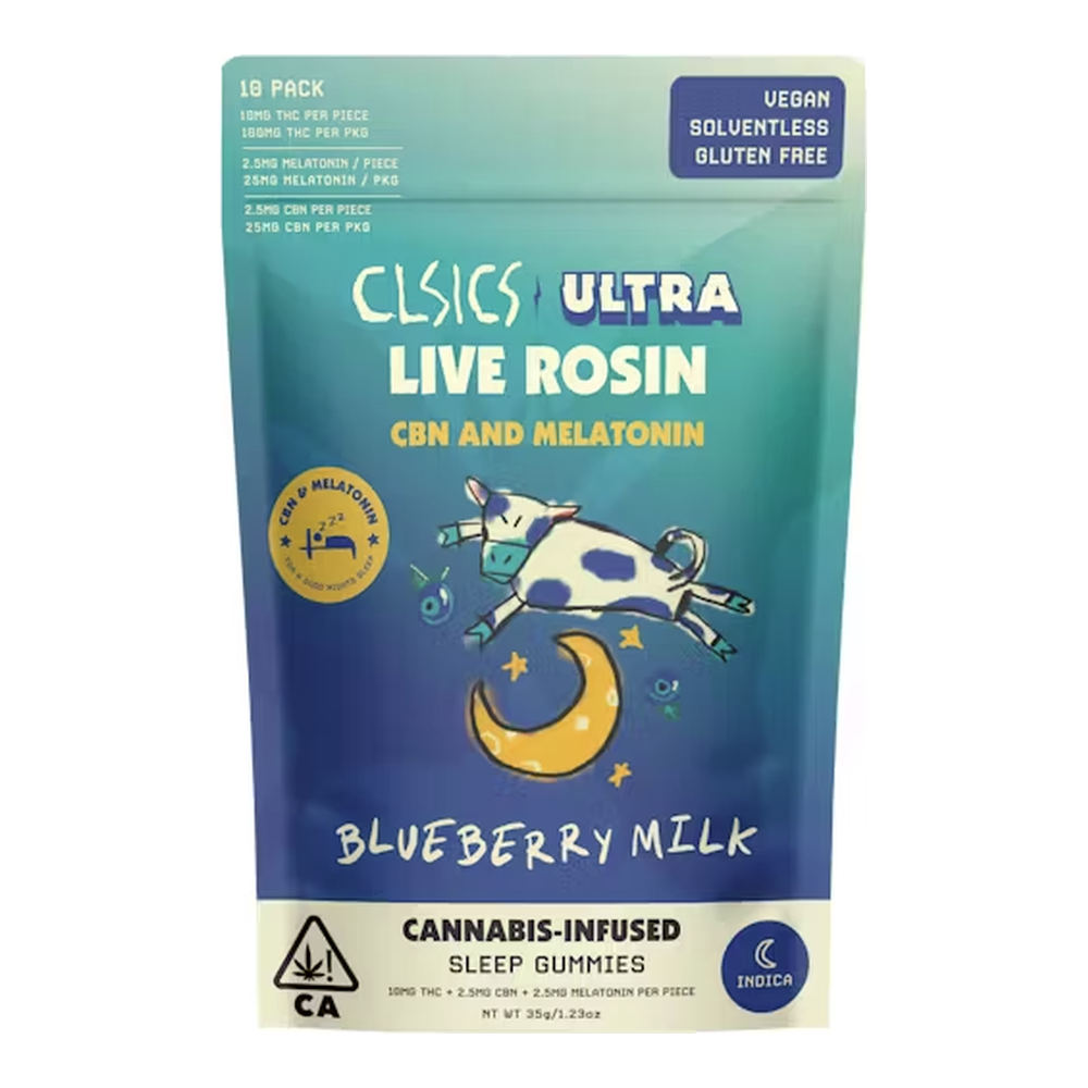 CLSICS | Blueberry Milk 1:1:1 | CBD:CBD:THC Live Rosin Gummies | 100mg
