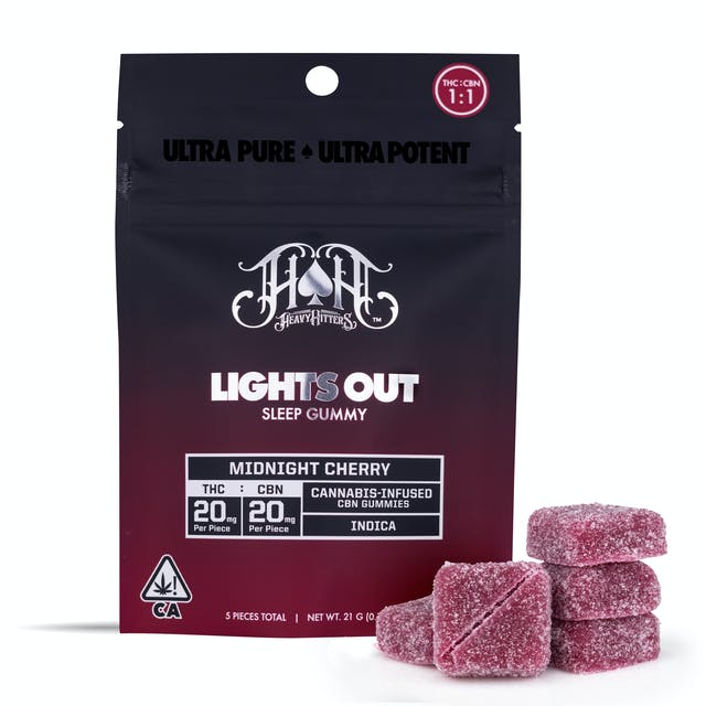 Heavy Hitters | Midnight Cherry 1:1 | Lights Out CBN Gummies | 100mg