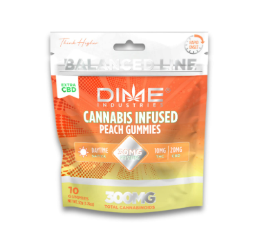 Dime Industries | Peach 1:2 | Balanced Line | THC:CBD | Fruit Gummies 10pk | 100mg