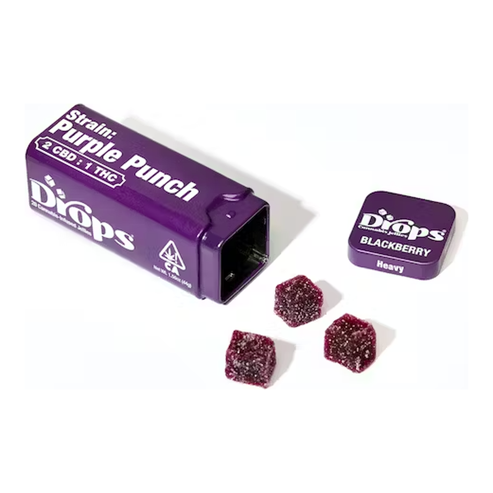 Drops | Blackberry | 2:1 CBD:THC | Strain-Specific Live Rosin Infused Jellies | 20pc | 100mg