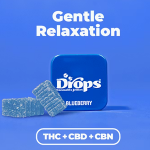 Drops | Blueberry | 10:2.5:1 CBD:CBN:THC | Strain-Specific Live Rosin Infused Jellies | 2pc