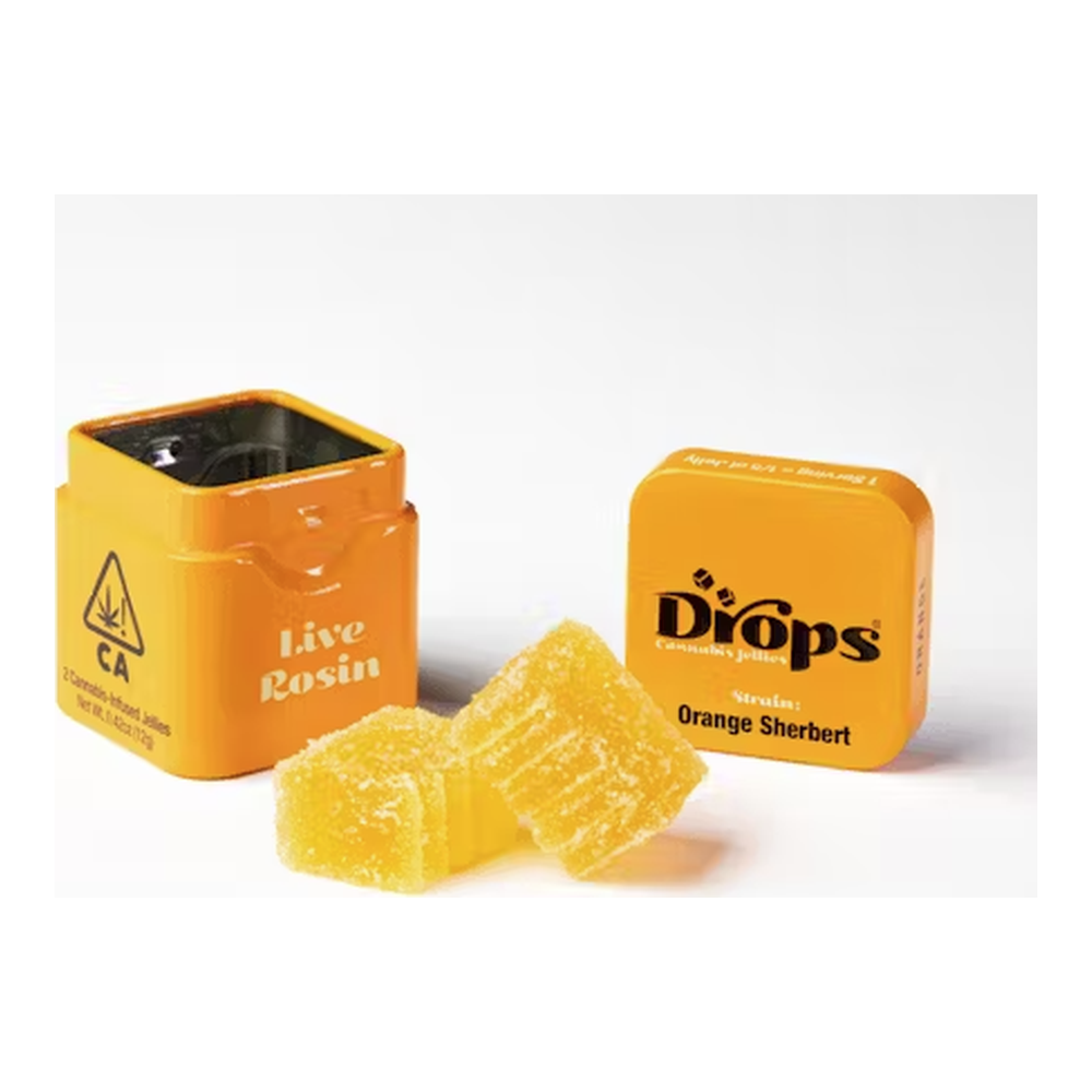 Drops | Orange | Strain-Specific Live Rosin Infused Jellies | 2pc | 100mg