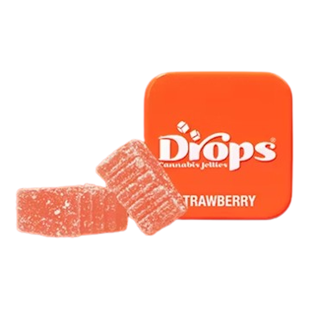 Drops | Strawberry | 1:1:2 THC:CBG:THCV | Strain-Specific Live Rosin Infused Jellies | 2pc | 50mg