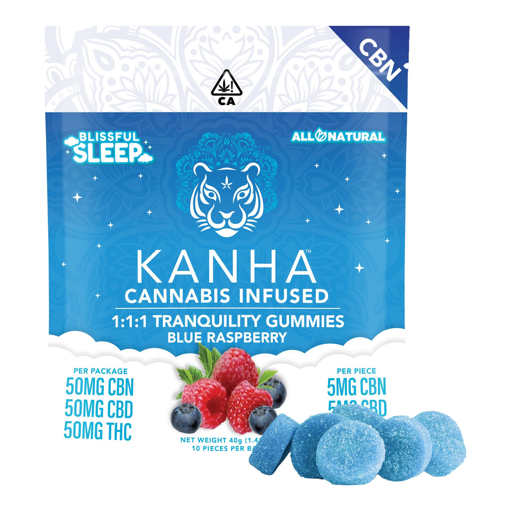 Kanha | Blissful Sleep | Tranquility 1:1:1 | CBN:THC:CBD Gummies | 50mg