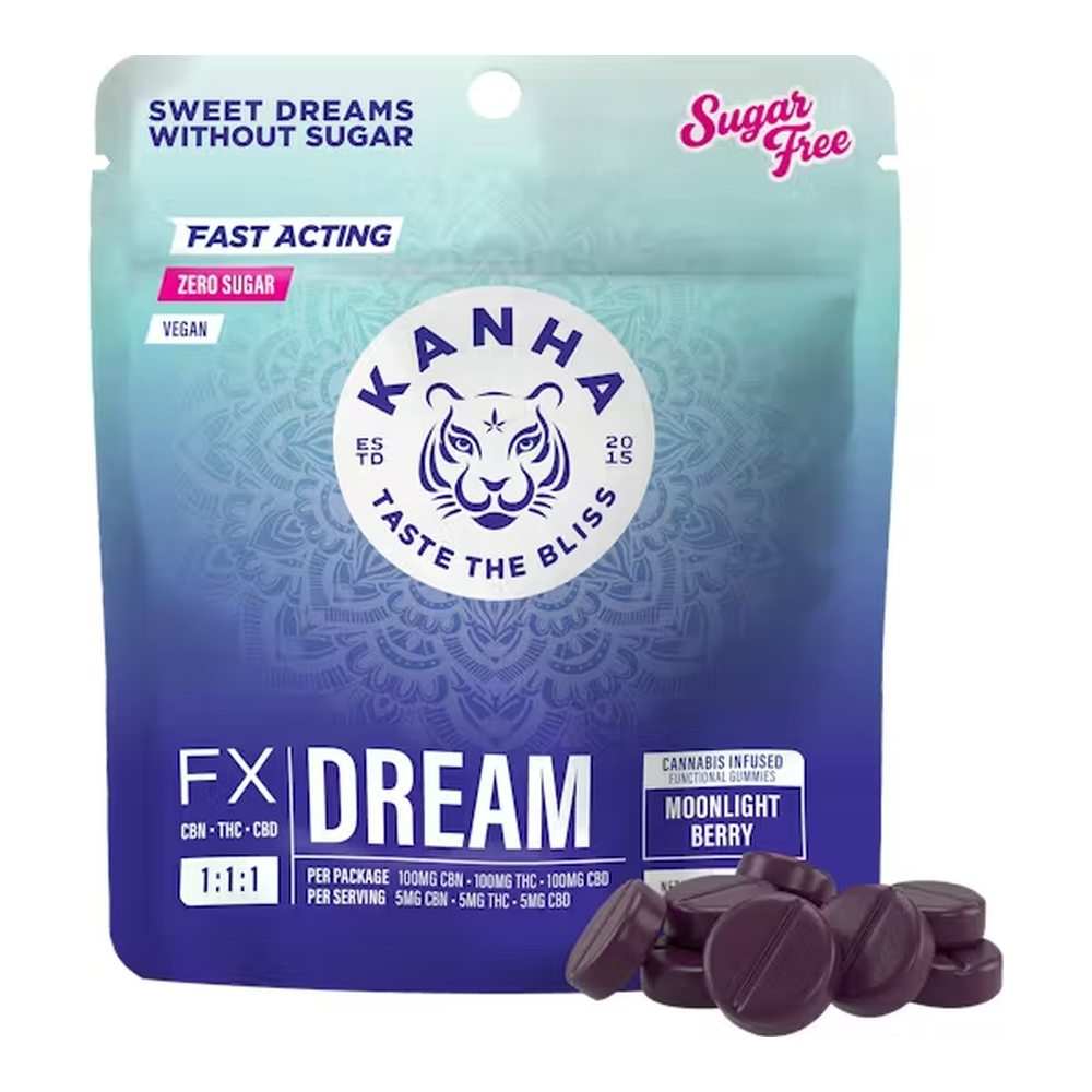 Kanha | Moonlight Berry 1:1:1 | CBD: CBN: THC Sugar Free Dream Nano Gummies | 100mg