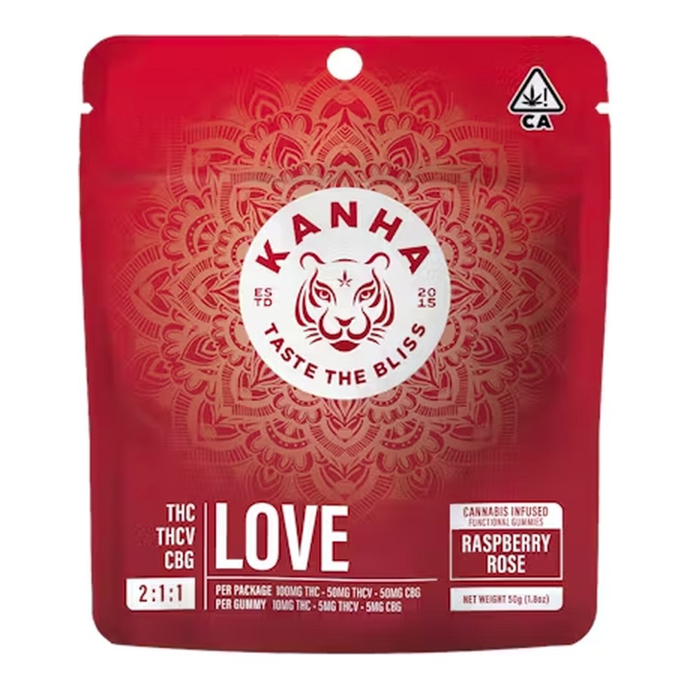 Kanha | Nano Raspberry Rose 2:1:1 | THCV + CBG Love Gummies | 100mg