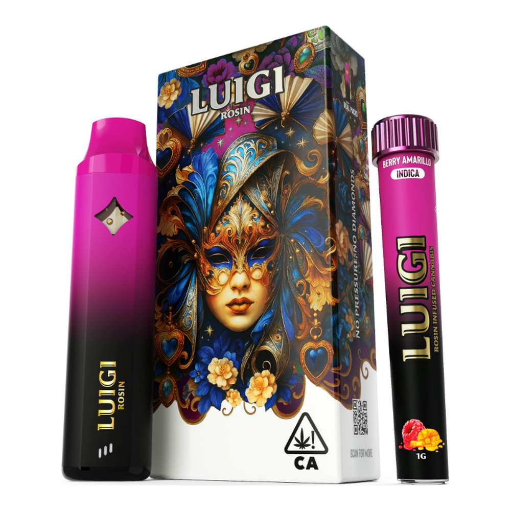 Luigi | Berry Amarillo | Rosin All-In-One Vape 1g + Infused Bubble Hash Rosin Preroll Blunt 1g