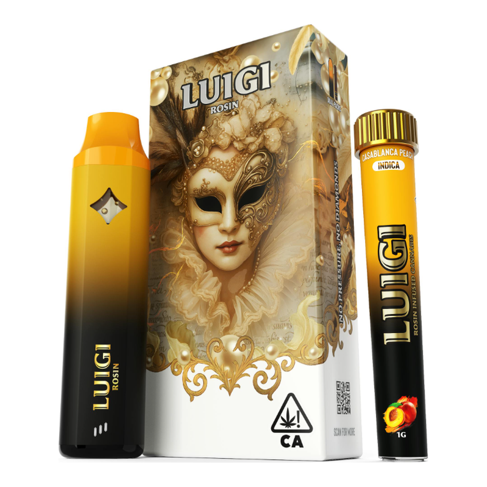 Luigi | Casablanca Peach | Rosin All-In-One Vape 1g + Infused Bubble Hash Rosin Preroll Blunt 1g