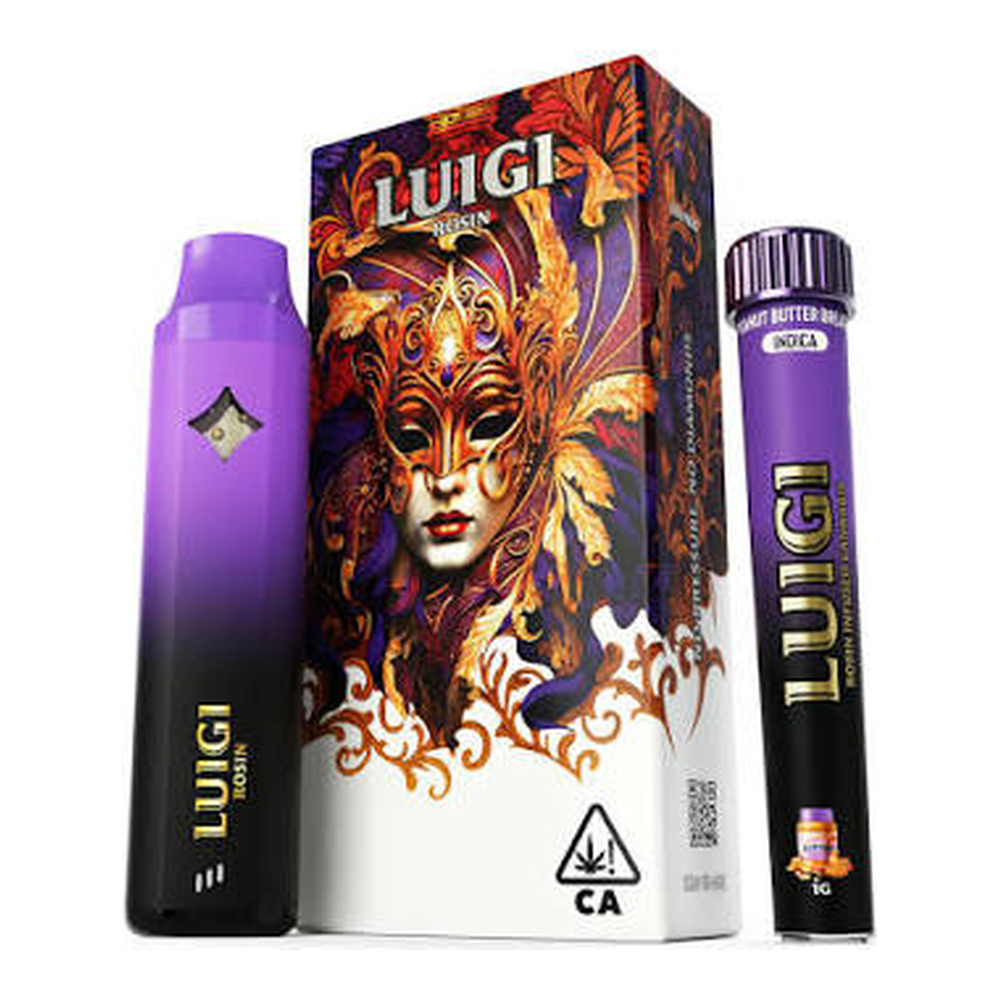 Luigi | Peanut Butter Breath | Rosin All-In-One Vape 1g + Infused Bubble Hash Rosin Preroll Blunt 1g
