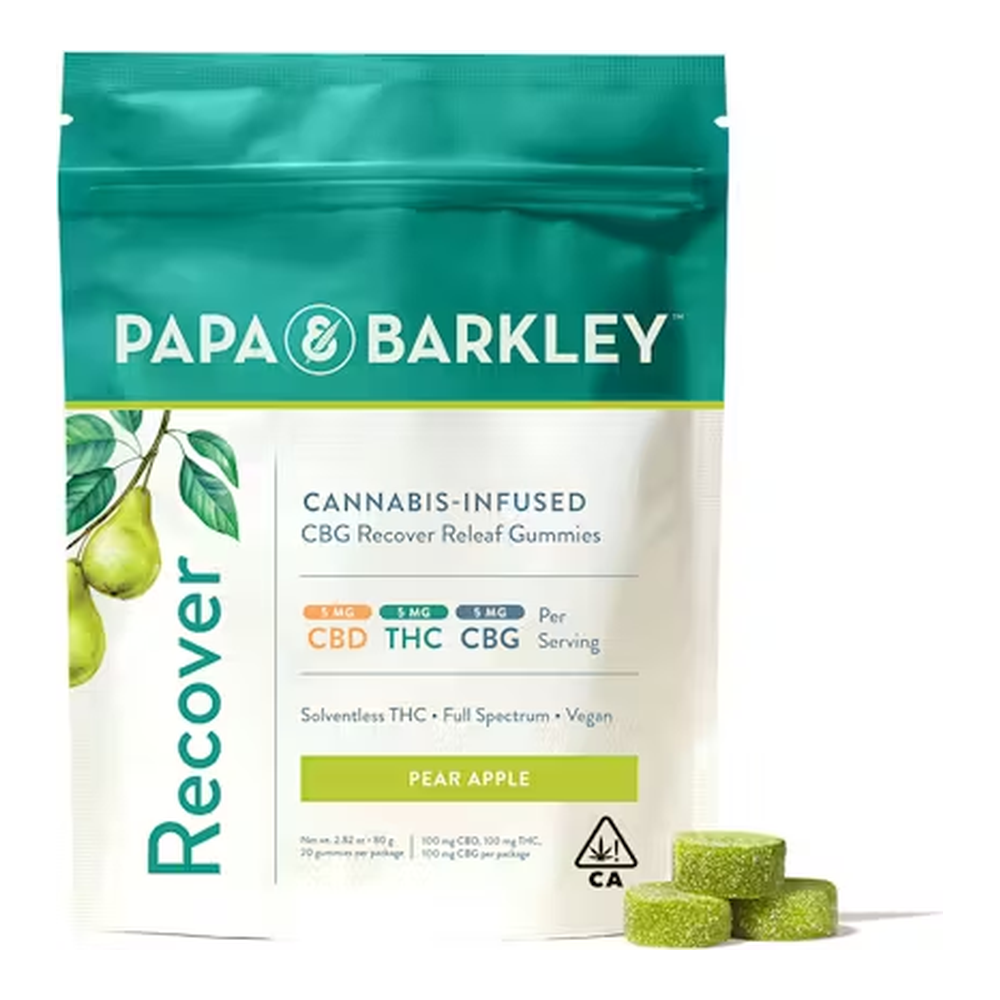 Papa & Barkley | Pear Apple 1:1:1 | THC:CBD:CBG Recover Releaf Gummies | 100mg