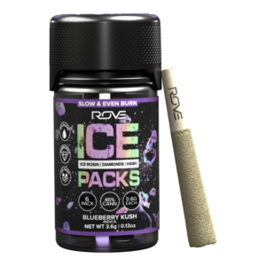 Rove | Blueberry Kush | Ice Packs Rosin + Diamond + Hash Infused Pre-Rolls 6pk | 3.6g