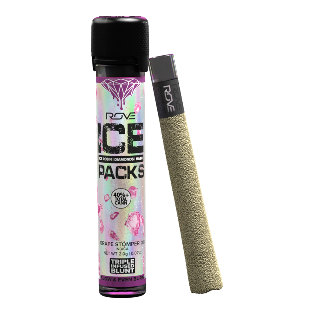 Rove | Grape Stomper | Ice Pack Rosin, Diamond, Hash Infused Blunt | 2g