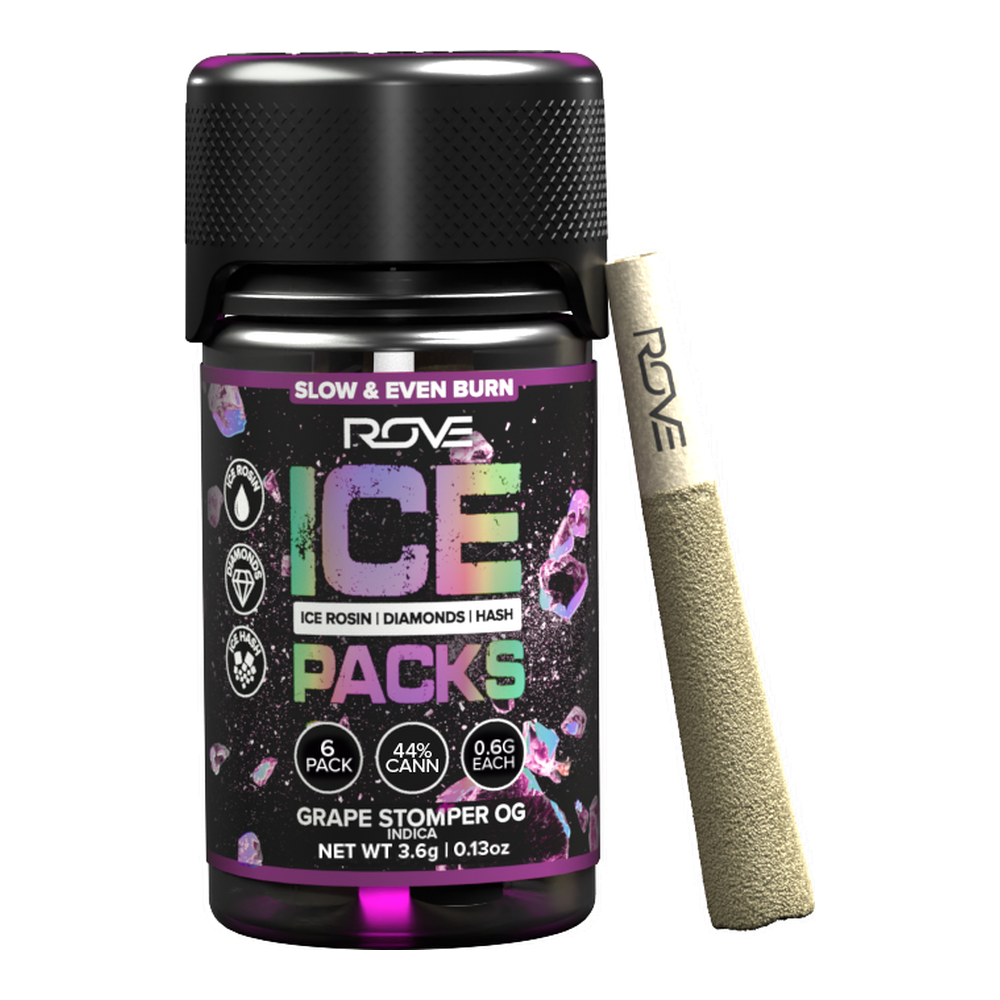 Rove | Grape Stomper OG | Ice Pack Rosin + Diamond + Hash Infused Pre-Roll 6pk | 3.6g