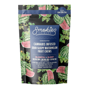 Smokiez | Blissful Sleep Sour Sleepy Watermelon 2:2:1 | CBN:CBD:THC | Fruit Chews 10pk | 50mg