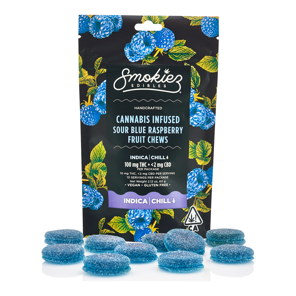 Smokiez | Sour Blue Raspberry | Fruit Chews 10pk | 100mg
