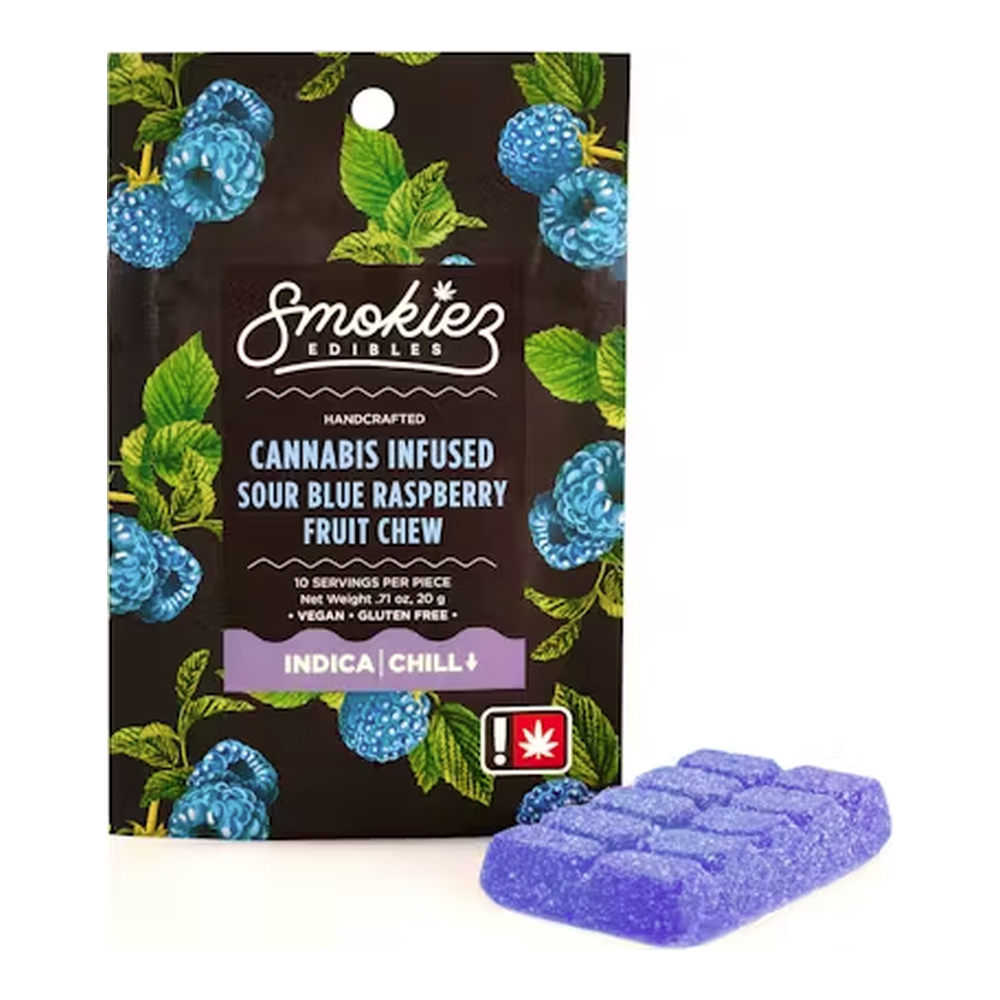 Smokiez | Sour Blue Raspberry | Single Scored Fruit Chew | 100mg