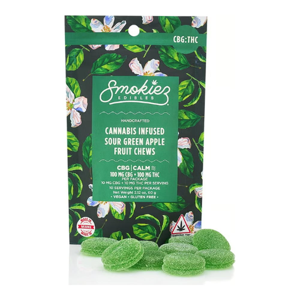 Smokiez | Sour Green Apple 1:1 | THC:CBG | Fruit Chews 10pk | 100mg