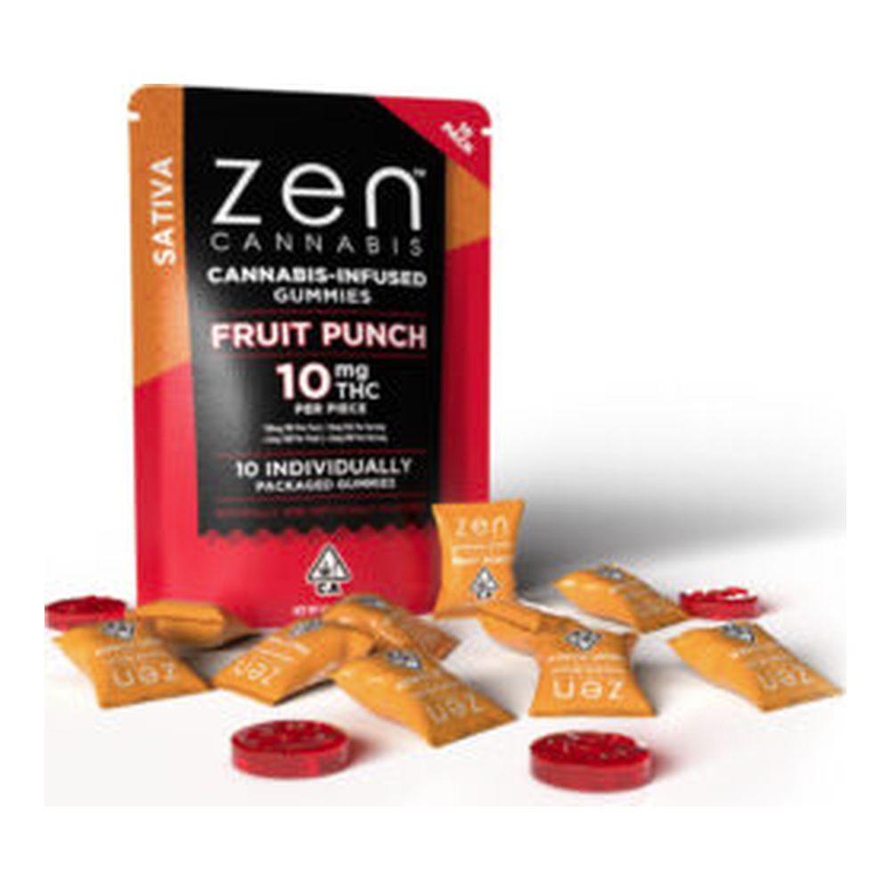 Zen Cannabis | Fruit Punch | Fast Acting Sativa Gummies | 10pk | 100mg